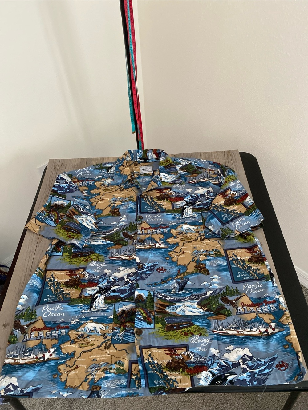 David Carey Originals Mens Button Shirt Intricate Map Print Alaska 3XL